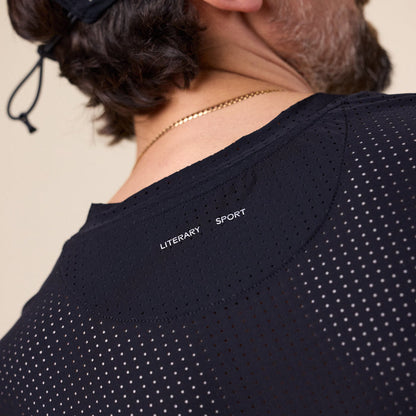 Literary Sport - James Perforated Run T-Shirt - Black