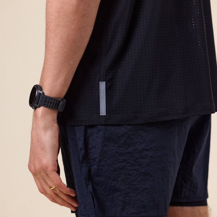 Literary Sport - James Perforated Run T-Shirt - Black