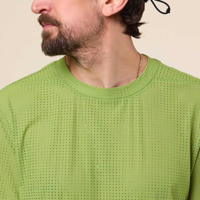 Literary Sport - James Perforated Run T-Shirt - Verdant