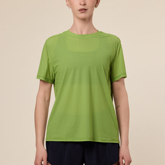 Literary Sport - Magda Perforated Run T-Shirt - Verdant