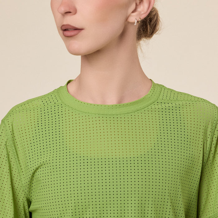 Literary Sport - Magda Perforated Run T-Shirt - Verdant