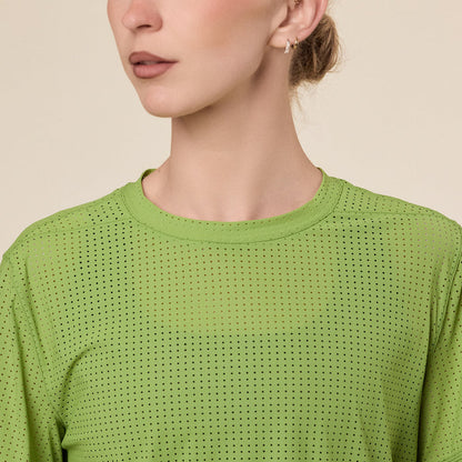 Literary Sport - Magda Perforated Run T-Shirt - Verdant