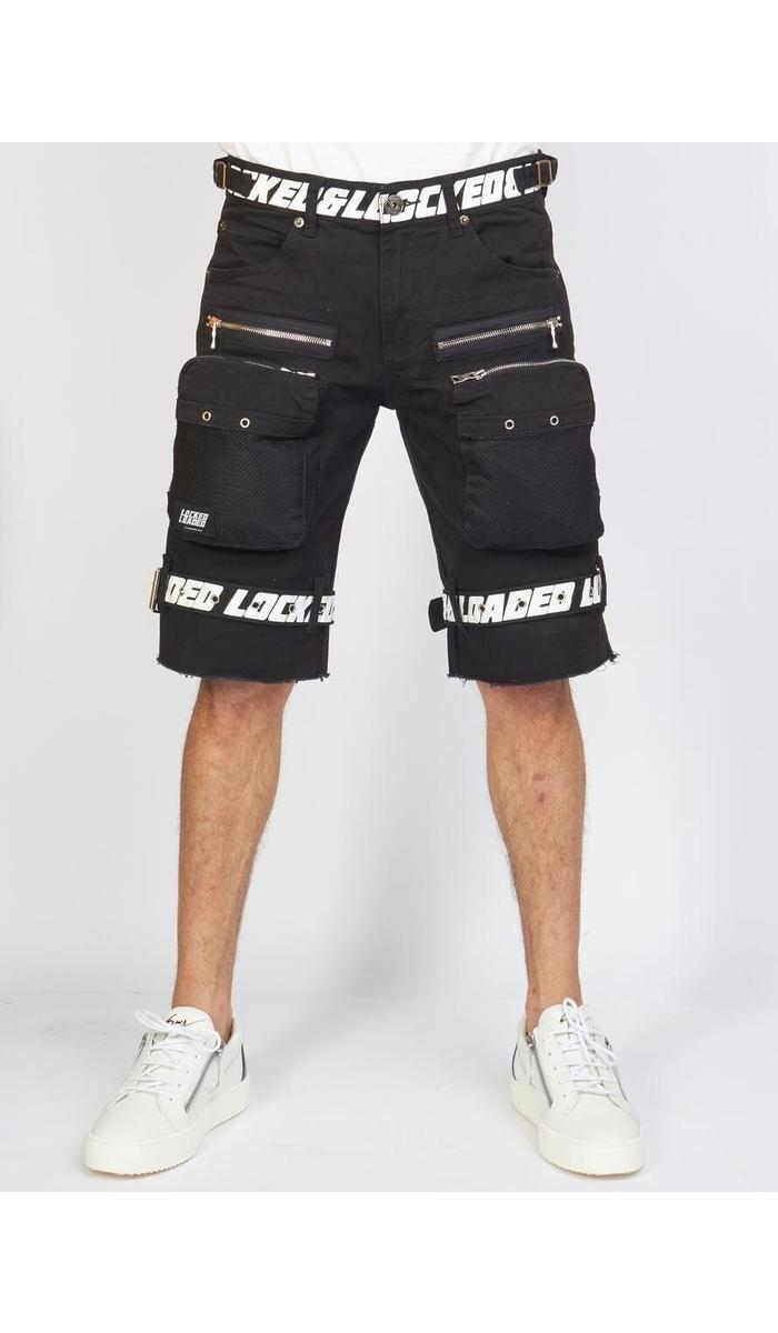LOCKED & LOADED JEAN SHORT LLTS421102 - BLACK/WHITE