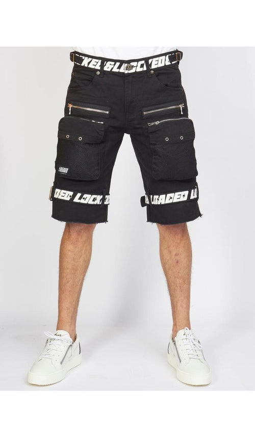 LOCKED & LOADED JEAN SHORT LLTS421102 - BLACK/WHITE