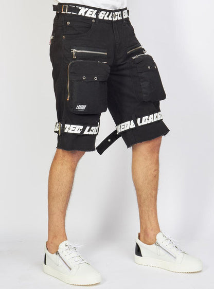 LOCKED & LOADED JEAN SHORT LLTS421102 - BLACK/WHITE