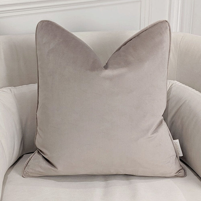 London Warm Grey Velvet Feather Filled Cushion - 46x46cm Textiles