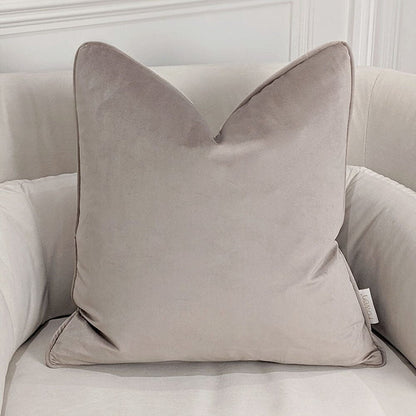 London Warm Grey Velvet Feather Filled Cushion - 46x46cm Textiles