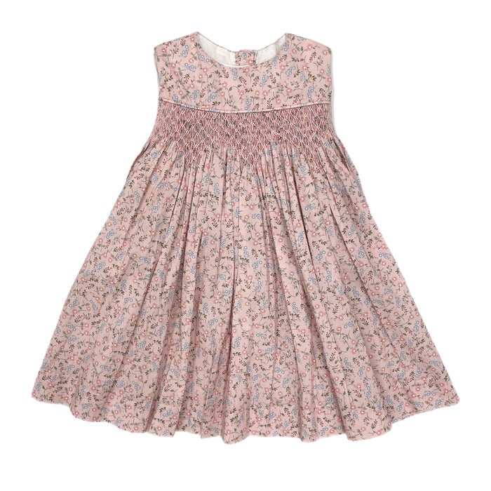 Lulu Bebe Pink Floral Smocked Dress w/ Sash