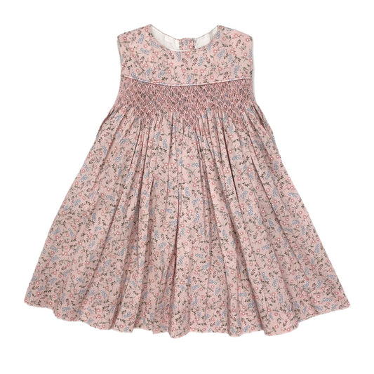 Lulu Bebe Pink Floral Smocked Dress w/ Sash