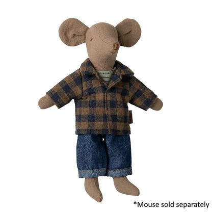 Maileg Brown Checked Shirt & Pants Dad Mouse
