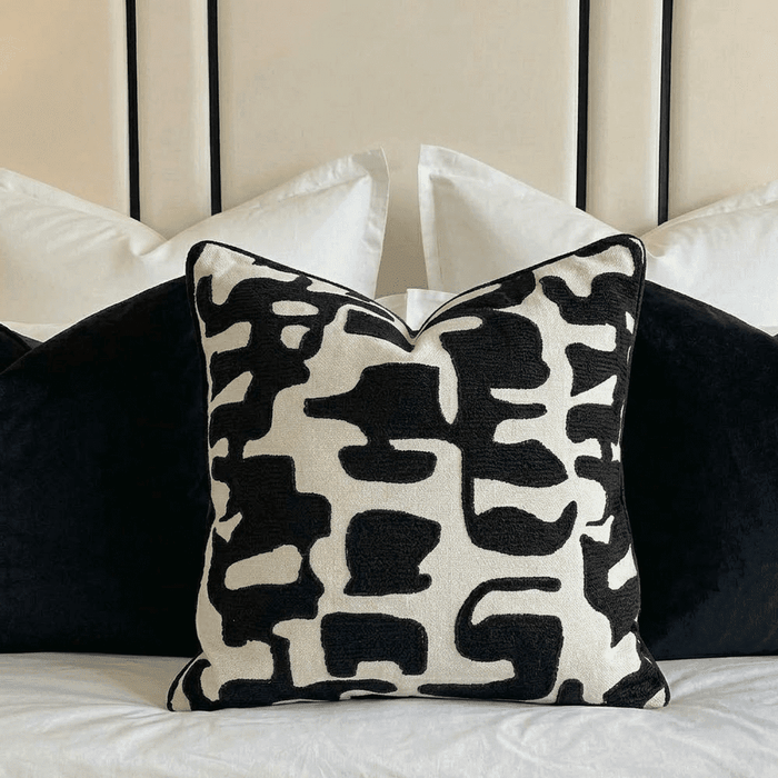 Manu Monochrome Abstract Pattern Cushion Cover - 50x50cm Textiles