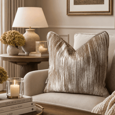 Marat Copper & Cream Abstract Patterned Cushion Cover - 50x50cm Textiles