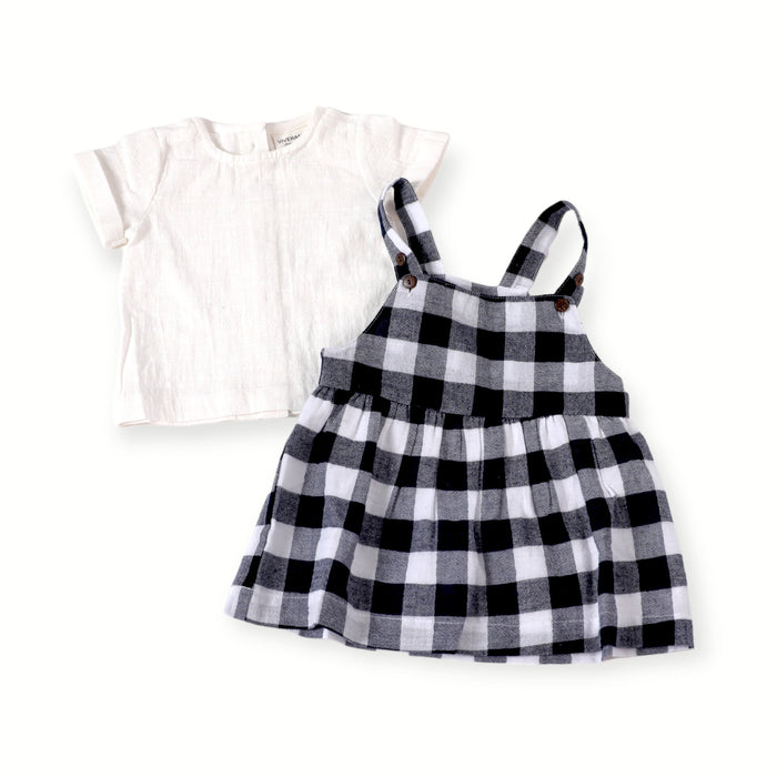 Maria Navy Checker Gingham Dress + Shirt Set (Organic Cotton)