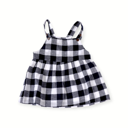Maria Navy Checker Gingham Dress + Shirt Set (Organic Cotton)