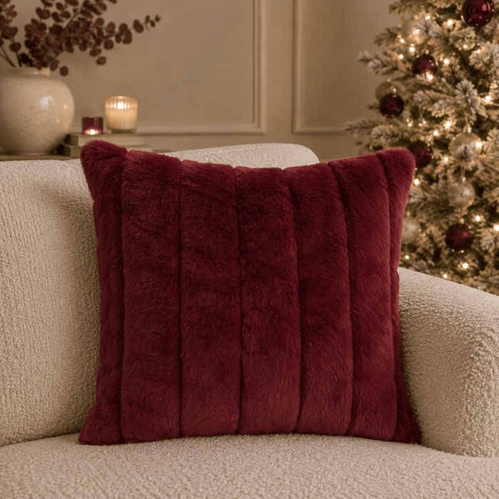 Marlowe Burgundy Faux Fur Cushion Cover - 45x45cm Textiles