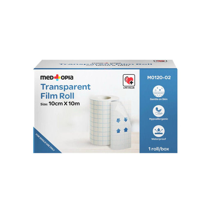 Medtopia Medical Grade Transparent Film Roll Dressing, 10cm x 10m - 1 Roll