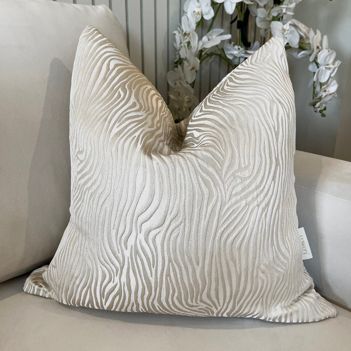 Melbourne Cream & Beige Metallic Tiger Print Cushion Cover - 50x50cm Textiles