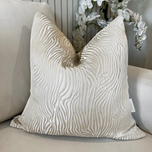 Melbourne Cream & Beige Metallic Tiger Print Cushion Cover - 50x50cm Textiles