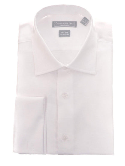 Christopher Lena Bestselling Items 16 32/33 Mens Classic Fit White Textured French Cuff Wrinkle Free Cotton Dress Shirt
