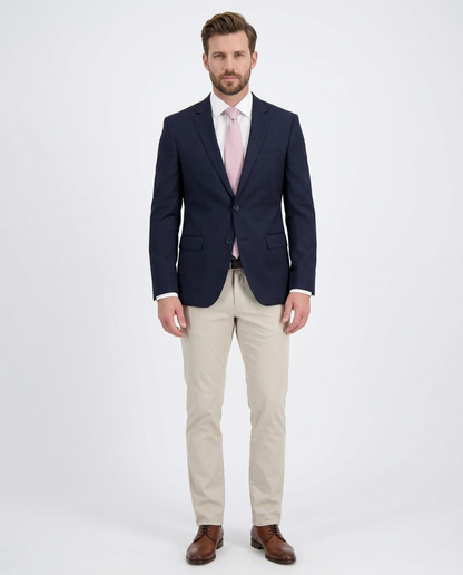 Mens Extra Slim Fit Solid Navy Blue Two Button Wool Blazer Suit Jacket - The Suit Depot
