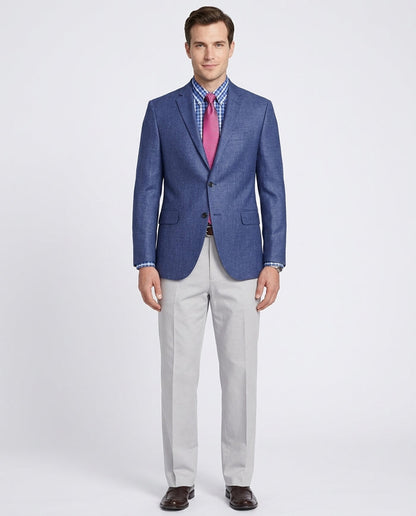 Mens Modern Fit Blue Textured Two Button Wool Blazer Sportcoat - The Suit Depot