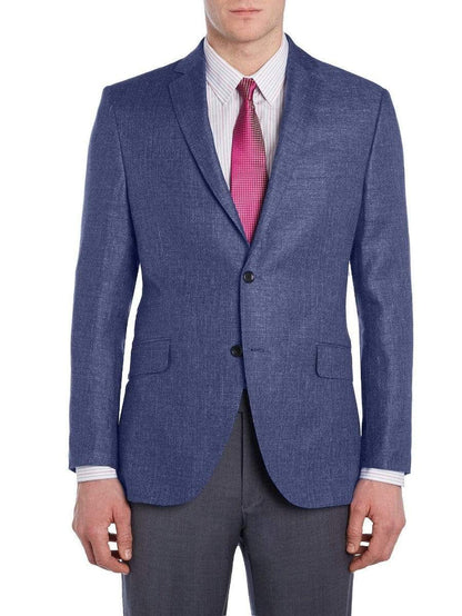 Label M BLAZERS Mens Modern Fit Blue Textured Two Button Wool Blazer Sportcoat