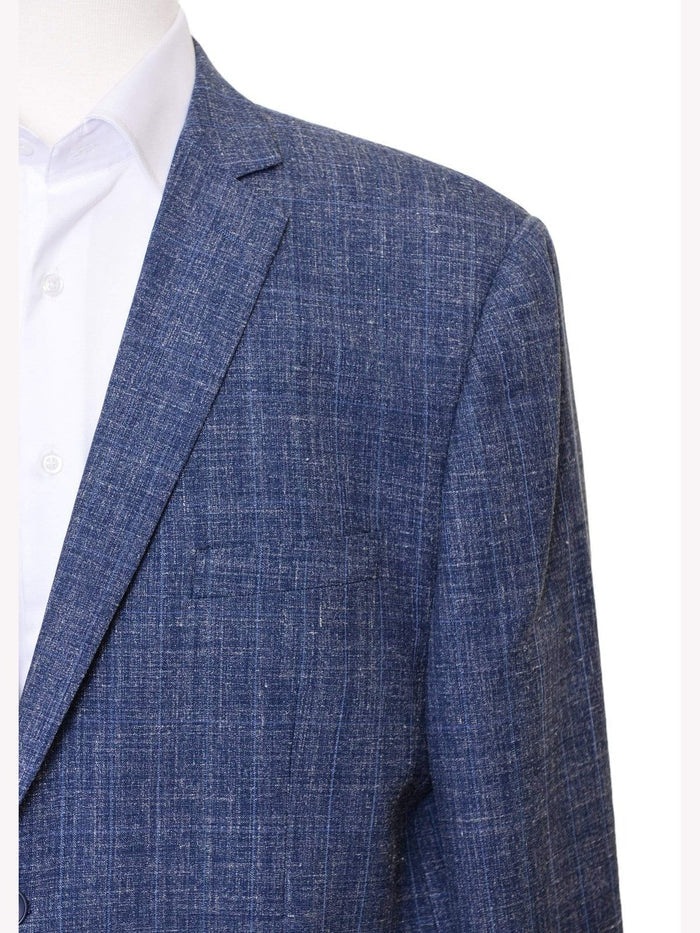 Label M BLAZERS Mens Modern Fit Blue Textured Two Button Wool Blazer Sportcoat