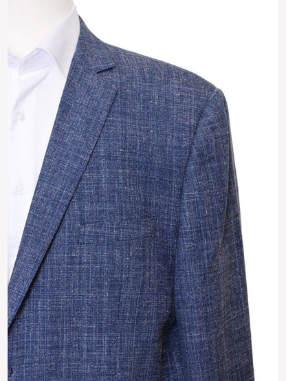 Label M BLAZERS Mens Modern Fit Blue Textured Two Button Wool Blazer Sportcoat