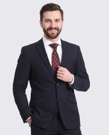 Men's Raphael Slim Fit Solid Navy Blue Wool-touch Two Button 2 Piece Suit - The Suit Depot