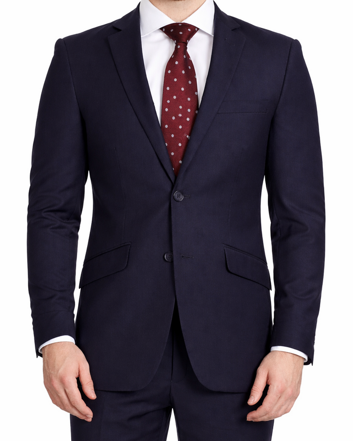 Men's Raphael Slim Fit Solid Navy Blue Wool-touch Two Button 2 Piece Suit - The Suit Depot