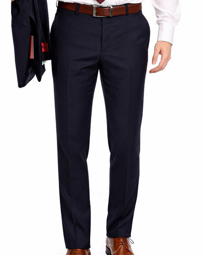 Men's Raphael Slim Fit Solid Navy Blue Wool-touch Two Button 2 Piece Suit - The Suit Depot
