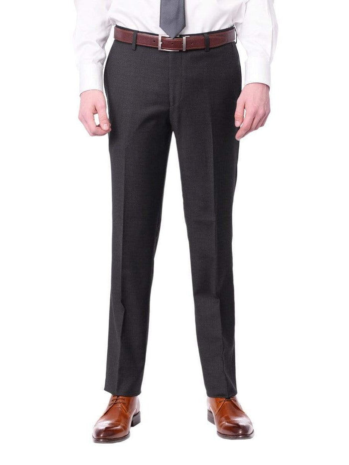 Label M PANTS Mens Slim Fit Charcoal Heather Gray Wool Dress Pants