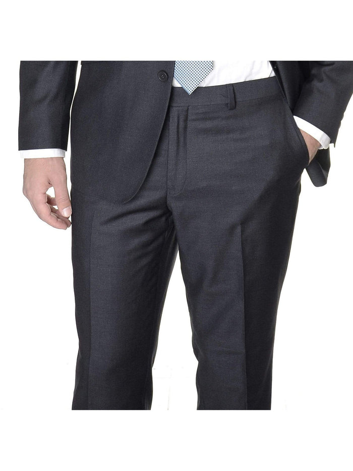 Label M PANTS 30W Mens Slim Fit Charcoal Heather Gray Wool Dress Pants