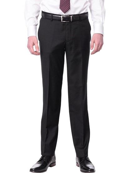 Label M Bestselling Items Mens Extra Slim Fit Solid Black Flat Front Wool Dress Pants