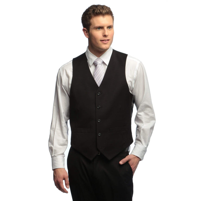 Label M Five Button 34 Mens Solid Black Five Button Wool Vest