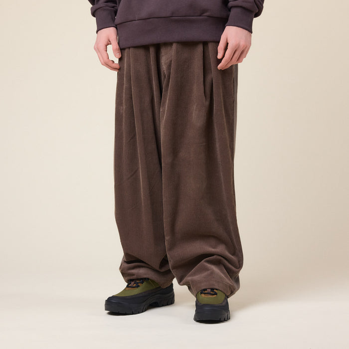 Merely Made - Premium Dual Fabric Contrast Wide Pants - Cocoa Brown