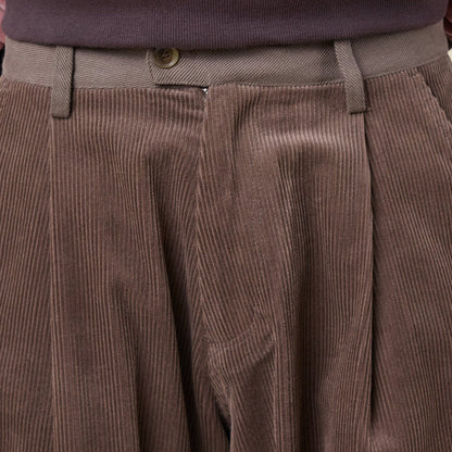 Merely Made - Premium Dual Fabric Contrast Wide Pants - Cocoa Brown