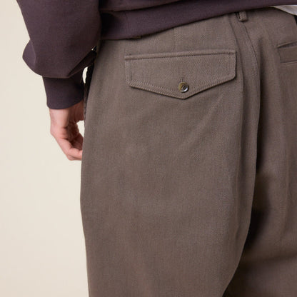 Merely Made - Premium Dual Fabric Contrast Wide Pants - Cocoa Brown
