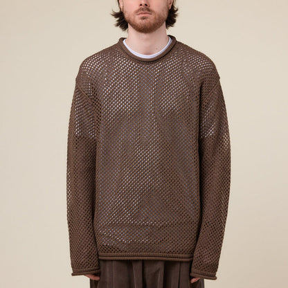 Merely Made - Premium Melange Netting Sweater - Melange Brown
