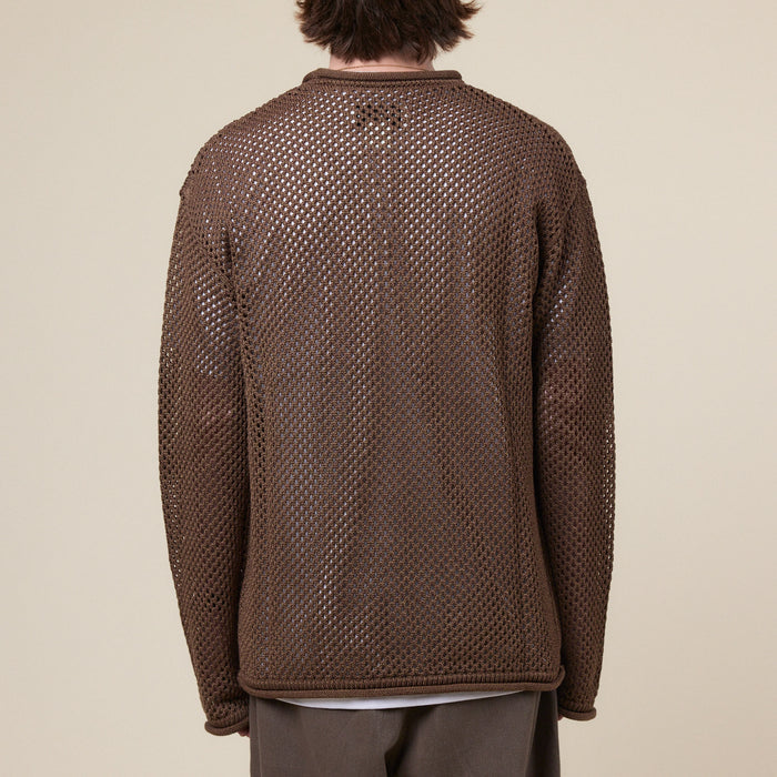 Merely Made - Premium Melange Netting Sweater - Melange Brown