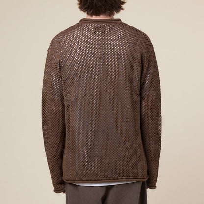 Merely Made - Premium Melange Netting Sweater - Melange Brown