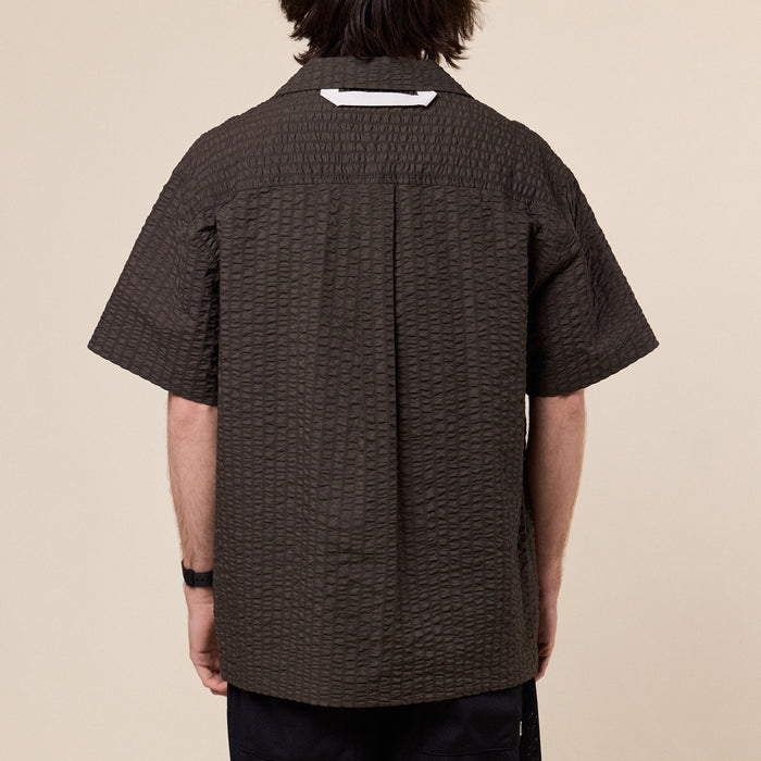 Merely Made - Premium Seersucker Cuban Collar Shirt - Seaweed Green