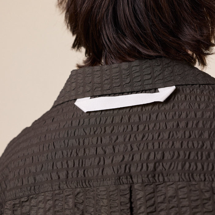 Merely Made - Premium Seersucker Cuban Collar Shirt - Seaweed Green
