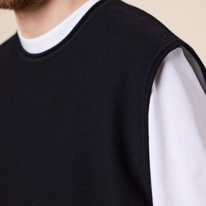 Merely Made - Premium Wide Sleeveless Knit Sweater - Asphalt Black