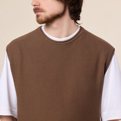 Merely Made - Premium Wide Sleeveless Knit Sweater - Caramel Brown