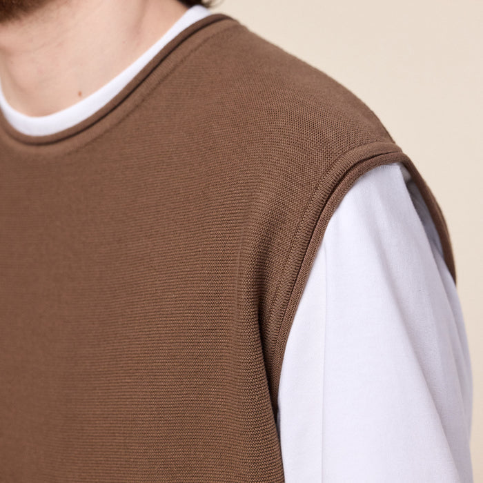 Merely Made - Premium Wide Sleeveless Knit Sweater - Caramel Brown