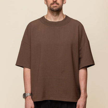 Merely Made - Wide Round Neckline T-Shirt - Wood Brown
