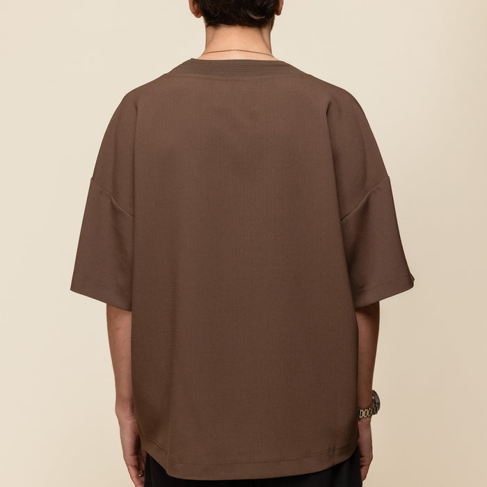 Merely Made - Wide Round Neckline T-Shirt - Wood Brown