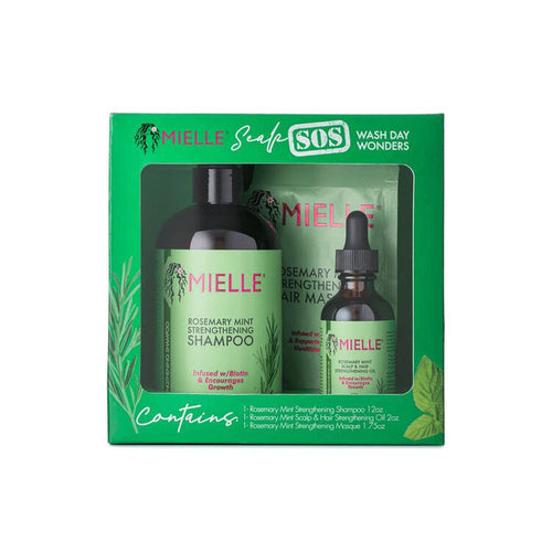 Mielle SOS Wash Day Wonders مجموعة التكثيف للشعر وعلاج التساقط من ميلي