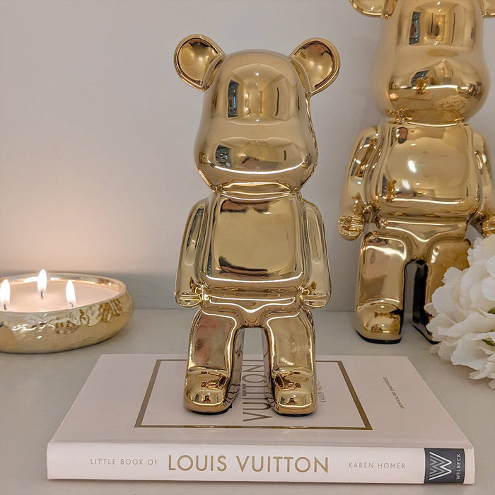 Mini Gold Pearlescent Standing Bear Ornament Accessories